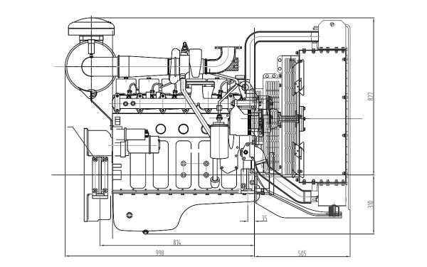 6BTA5.9-G2東風康明斯發(fā)動機外形尺寸側(cè)視圖.png