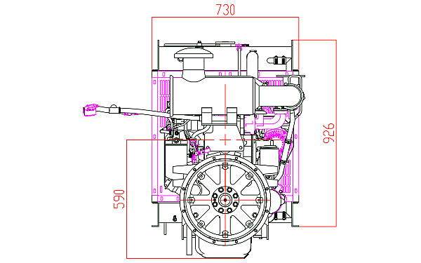 QSB3.9-G31東風(fēng)康明斯發(fā)動機(jī)外形尺寸后視圖.png