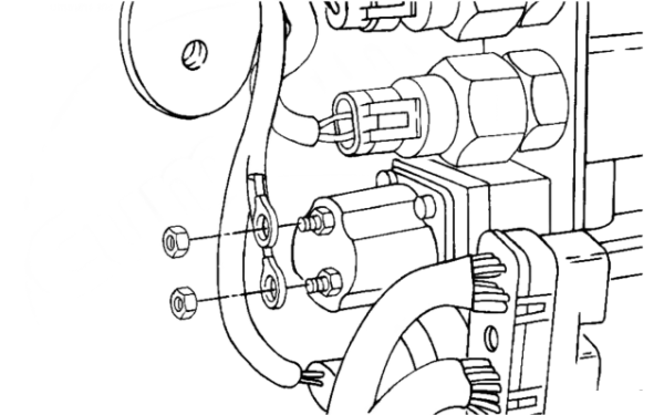 拆下固定電氣接頭螺母-柴油發(fā)電機熄火電磁閥維修.png