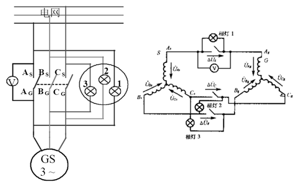 燈光旋轉(zhuǎn)法接線圖-柴油發(fā)電機(jī)組并機(jī).png