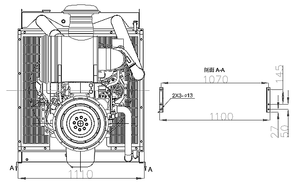 6LTAA9.5-G1東風(fēng)康明斯發(fā)動機外形尺寸后視圖.png