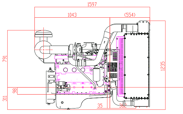 QSB5.9-G30東風康明斯發(fā)動機外形尺寸側視圖.png