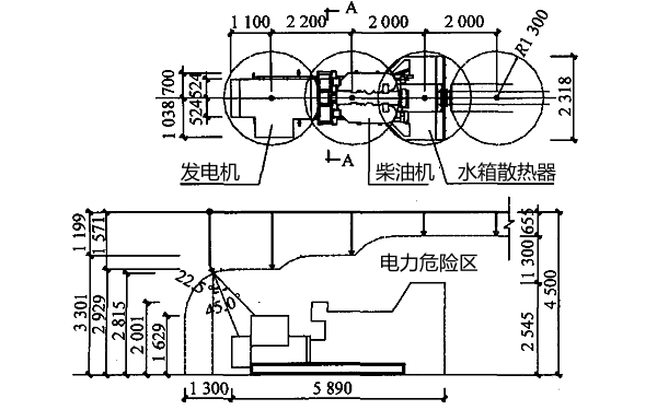 發(fā)電機(jī)房滅火系統(tǒng)前側(cè)噴與頂噴布置圖.png