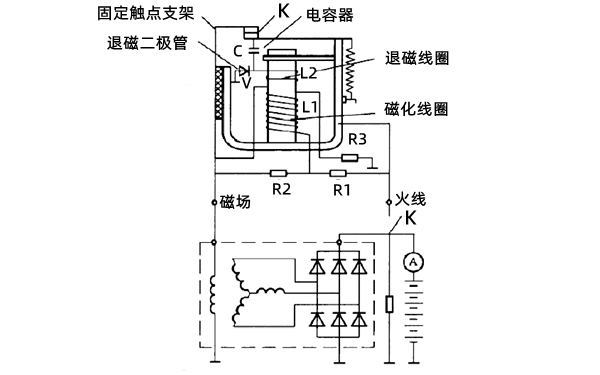 充電機(jī)單級觸點(diǎn)式調(diào)節(jié)器電路圖-柴油發(fā)電機(jī)組.png