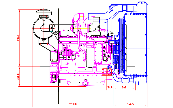 6CTAA8.3-G9東風(fēng)康明斯發(fā)動(dòng)機(jī)外形尺寸側(cè)視圖.png