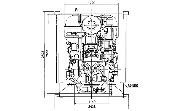 開頂高柜集裝箱柴油發(fā)電機(jī)組橫剖面圖.png