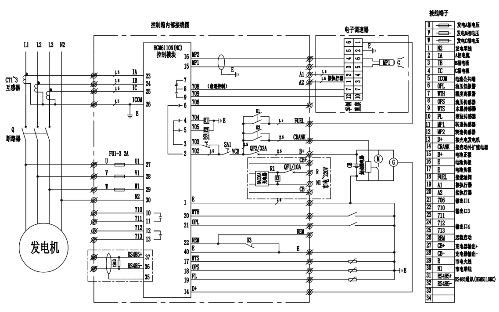 電子調速器接線圖-QSM11電噴康明斯柴油發(fā)電機組.png