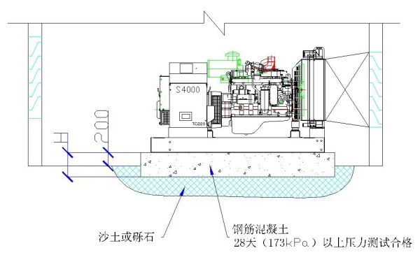 柴油發(fā)電機(jī)組水泥基礎(chǔ)平臺設(shè)計圖.png