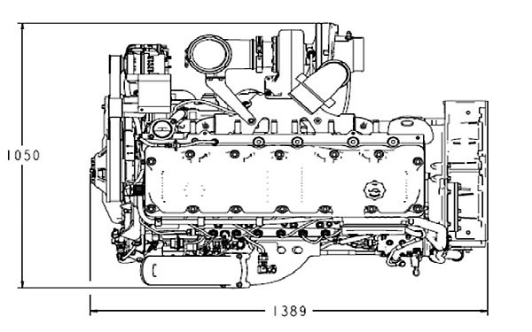 6ZTAA13-G2東風(fēng)康明斯發(fā)動機(jī)外形尺寸平面圖.png