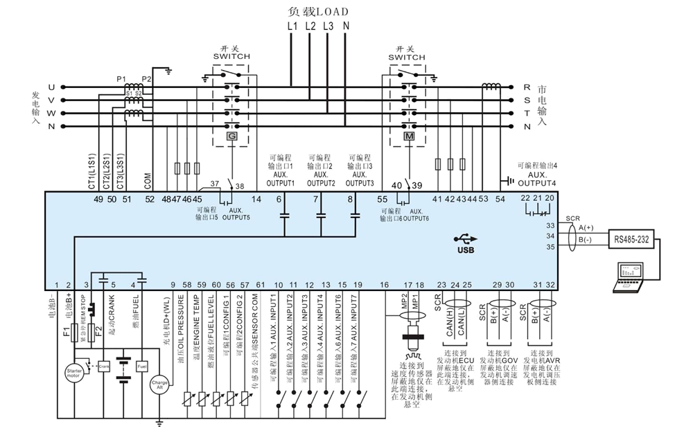 三相四線(xiàn)典型應(yīng)用圖-柴油發(fā)電機(jī)組.png