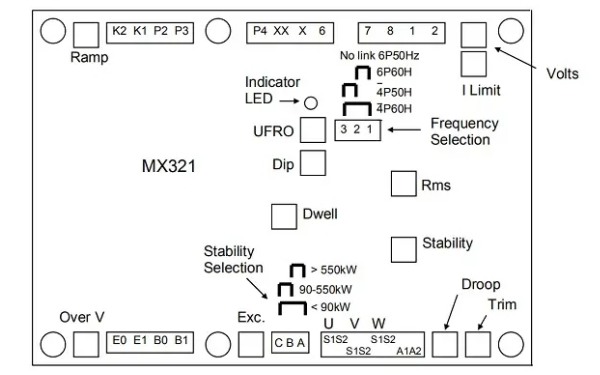 MX321康明斯自動(dòng)電壓調(diào)節(jié)器功能指示圖（AVR調(diào)壓板）.png