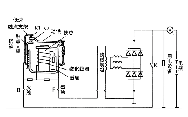 充電機(jī)雙級觸點(diǎn)式調(diào)節(jié)器電路圖-柴油發(fā)電機(jī)組.png