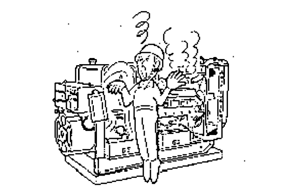 柴油發(fā)電機(jī)增壓器和排氣管處于高溫狀態(tài).png